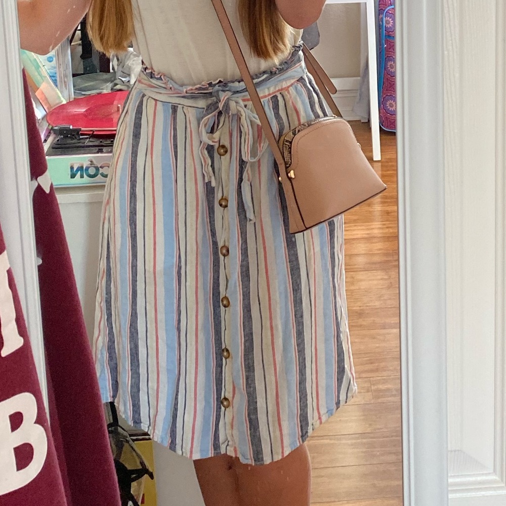 Tie-Waist A-Line Midi Skirt Large A New Approach